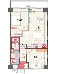 リス・ブラン・ド舟渡 2階2LDKの間取り