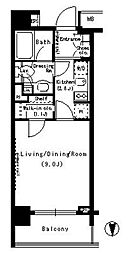 パークアクシス浜松町 9階1Kの間取り