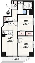 ジェノヴィア両国3スカイガーデン 2LDKの間取図画像
