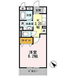 ヴィラドルチェ 1Kの間取図画像