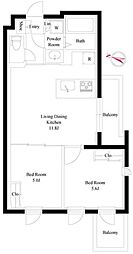 ルネサンス六本木プレミアムコート 2LDKの間取図画像