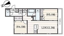 メゾン・エクレール 1階2LDKの間取り