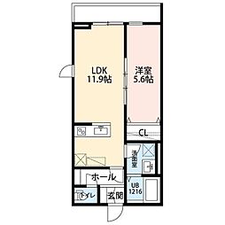 Ｌａ Ｌｉｂｅｌｌｕｌｅ 二本榎 2階1LDKの間取り