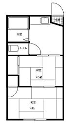 丸喜荘 2Kの間取図画像