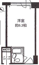 番町ハイム 6階ワンルームの間取り