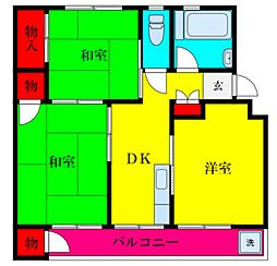 辰巳台ハイム 3DKの間取図画像