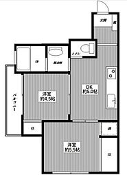 メゾン堀井 2DKの間取図画像