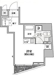 ル・リオン五反田 4階ワンルームの間取り