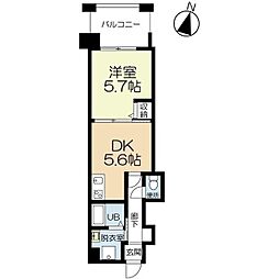 クレストパーク平尾 1DKの間取図画像
