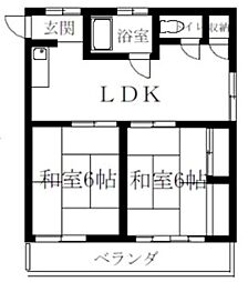 スリービーマンション 4階2LDKの間取り