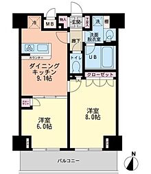 エスティメゾン赤羽 13階2DKの間取り