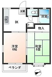 レジデンスK・K 2DKの間取図画像