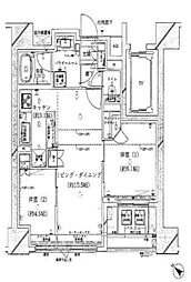 プレジール入谷 12階2LDKの間取り