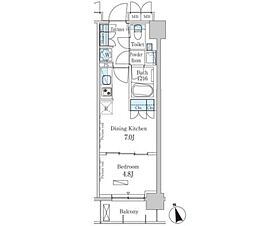 パークアクシス日本橋兜町 3階1DKの間取り
