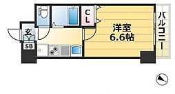 エステムコート三宮EASTIIリベルテ 6階1Kの間取り
