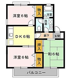 クローカス 3DKの間取図画像