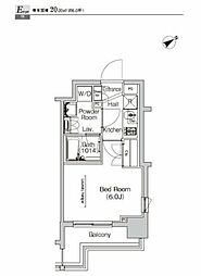 プラウドフラット門前仲町IV 3階1Kの間取り