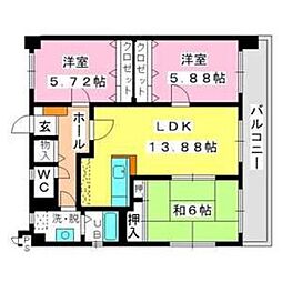 オークス 4階3LDKの間取り