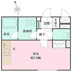 アトリオフラッツ三軒茶屋North 4階ワンルームの間取り