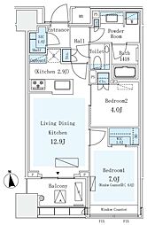 パークコートザ・三番町ハウス 6階2LDKの間取り