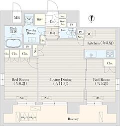 グランレスト渋谷大山町 7階2LDKの間取り