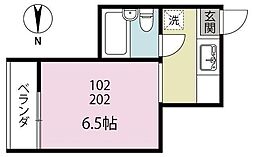 グレード志村 1Kの間取図画像