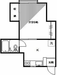 和一コーポ 2階1Kの間取り