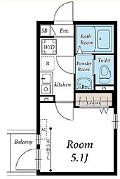 リブリ・スクエア 2階1Kの間取り