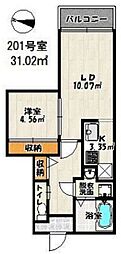 バーンメアオシカリオン 1LDKの間取図画像