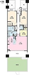 グレンパーク駒場　WEST棟 3階2LDKの間取り