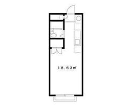 エステートサンスイ 208 2階ワンルームの間取り