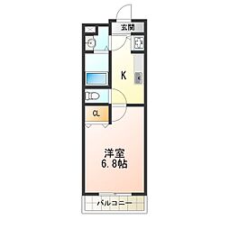 アイボリコート 1Kの間取図画像