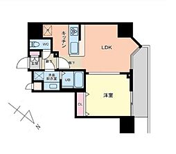 プライマル品川大森海岸 5階1LDKの間取り
