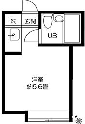 メゾンプリムベール 2階ワンルームの間取り