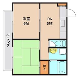 ブルボンM 2DKの間取図画像