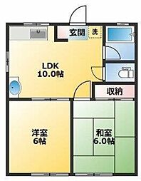 都立大ハイツ 2LDKの間取図画像