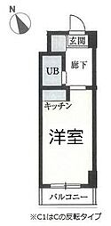 プレステージ西谷 ワンルームの間取図画像