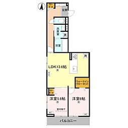 D-ROOM中小阪 2LDKの間取図画像