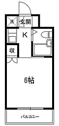 セジュール・ド・ミワ参番館 1Kの間取図画像