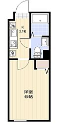 エクセラン南浦和 2階1Kの間取り