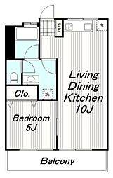 スカイハイツ 3階1LDKの間取り
