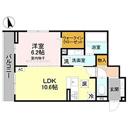 川越市新宿町1丁目アパート 1LDKの間取図画像