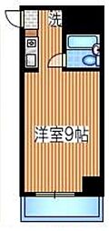 ヒルズ中野 2階ワンルームの間取り
