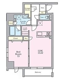 アーバンノット原宿 1LDKの間取図画像