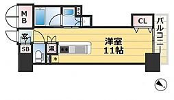 レジディア神戸磯上 ワンルームの間取図画像
