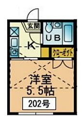 ハイツぴの ワンルームの間取図画像