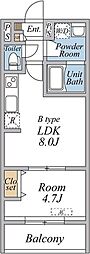 リブリ・西国立 1LDKの間取図画像