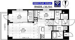 ステージファースト両国IIアジールコート 3階2LDKの間取り