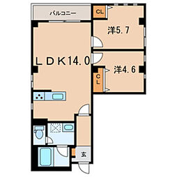（仮称）墨田区亀沢3丁目計画 501 5階2LDKの間取り