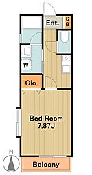小田急小田原線 鶴川駅 徒歩9分の賃貸アパート 1階1Kの間取り